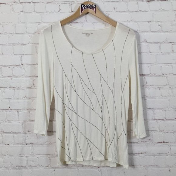 Coldwater Creek Tops - 💎 Coldwater Creek Ivory & Metallic Top S